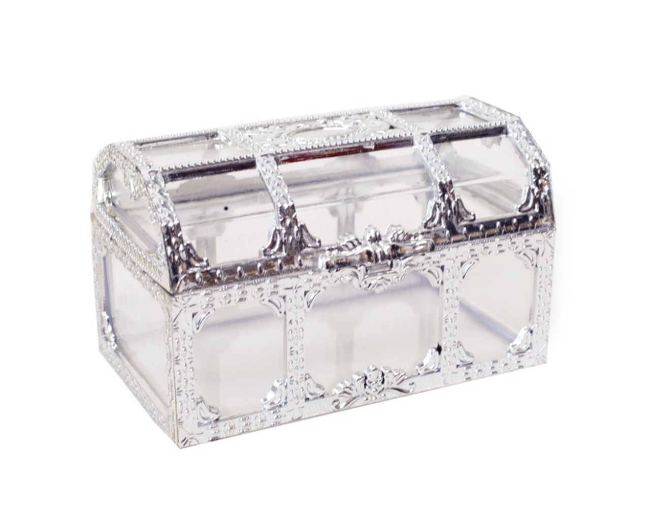 Small Clear Plastic Gold Treasure Chest Favor Containers (Set of 2)
