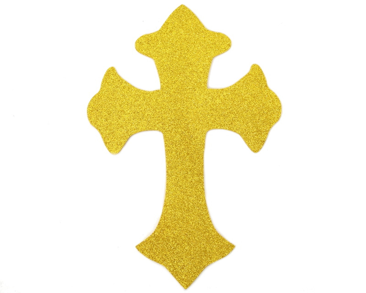 11" x 7.5" Gold Decorative Glitter Cross Cutouts - Pack 12 - CB Flowers