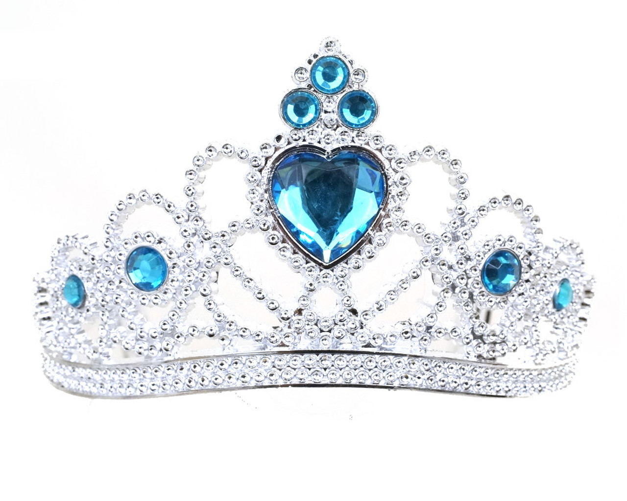 Turquoise Silver Jeweled Tiara Party Favor Pack Of 12 Plastic