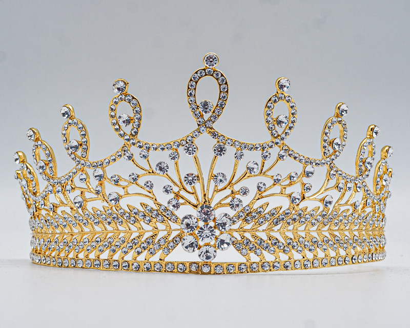 Beautiful tiara in gold with white rhinestones Gold Crystal Rhinestone Mini Tiara - Pack of 12 (TM147) - CB  main image 2