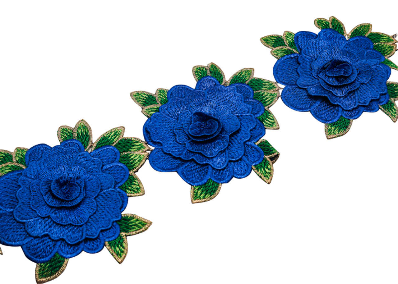 NEW, 2 pc set, Blue & Gold Roses (size 4-inches), matching lace sew-on –  PatchPartyClub