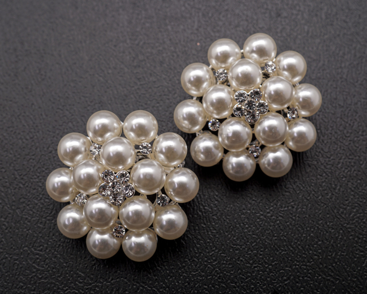 1 3/8 Silver Round Pearl Cluster Brooch - Pack of 12 - CB Flowers & Crafts