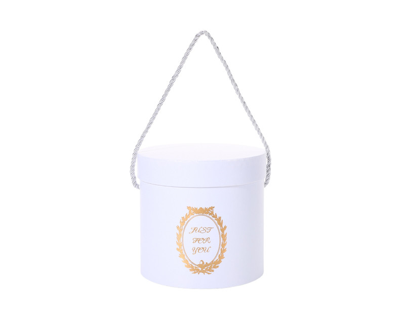 White Round Nested Floral Cardboard Boxes with Handle - Set of 3 - CB ...