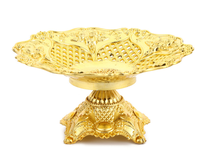 3 1/2" Gold Plastic Floral Engraved Serving Plate Stand Pack of 12