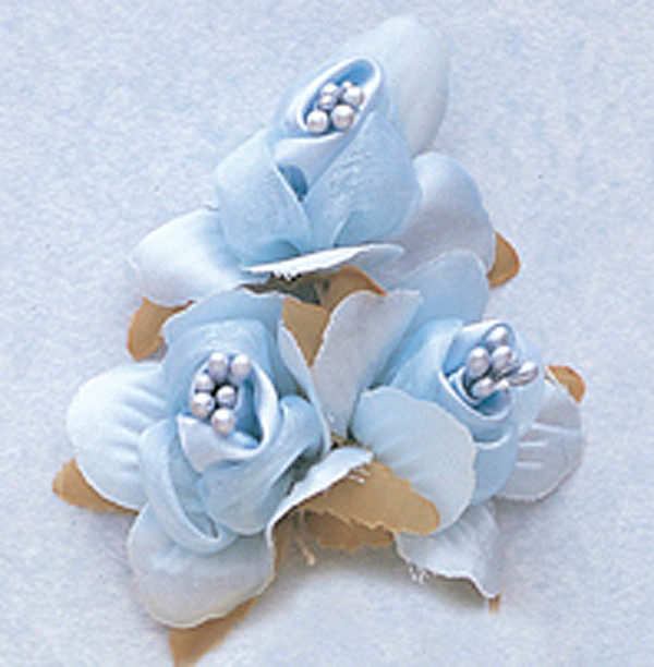 1 3/4" Light Blue Satin Silk Flowers with Pearl Pack of 36 CB