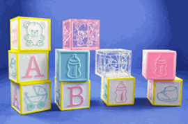 1" Blue Baby Shower Plastic Baby Block Favor Boxes - Pack of 144