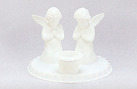 4.5" White Angel Baptism Candle Holder