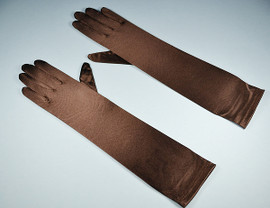 Dark Brown Adult Bridal Wedding Satin Gloves Elbow Length - Pack of 12 Pairs