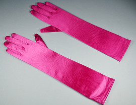 Fuchsia Adult Bridal Wedding Satin Gloves Elbow Length - Pack of 12 Pairs
