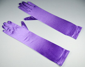 Purple Adult Bridal Wedding Satin Gloves Elbow Length - Pack of 12 Pairs