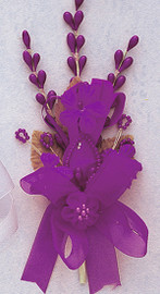 7" Purple Silk Corsage Flowers with Rhinestone Leaf - Pack of 12