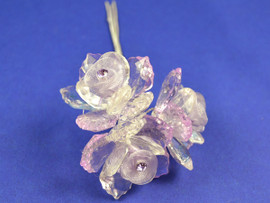 1.5" Lavender Organza Flowers with Acrylic Leaves and Rhinestone - Pack of 36 Pieces