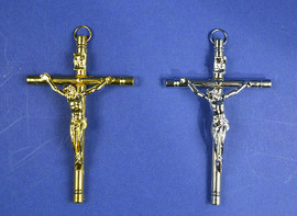 4" Catholic Metal Cross Pendants in Gold - Pack of 10 Pieces