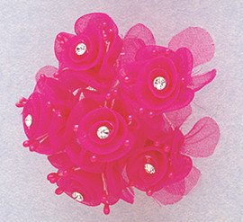 1.5" Fuchsia Organza Flowers with Rhinestone - Pack of 72