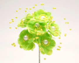 1.5" Apple Green Silk Flowers with Pearl - Pack of 72