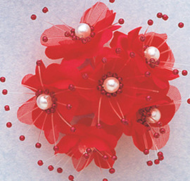 1.5" Red Silk Flowers with Pearl - Pack of 72