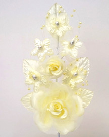 6" Yellow Silk Corsage Flowers with Pearl Spray - Pack of 12