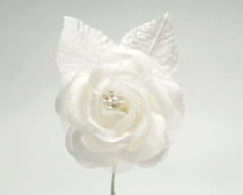 2.5" Ivory Silk Single Rose Flowers - Pack of 12