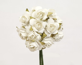 1/2" White Small Rose Craft Paper Flowers - Pack of 144