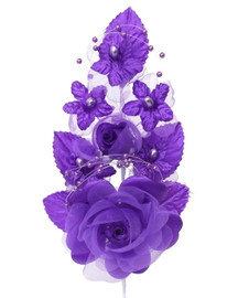 6" Purple Silk Corsage Flowers with Pearl Spray - Pack of 12