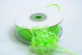 1/4"x50 yards Apple Green Organza Pull Bows Ribbon with Iridescent Edge - Pack of 6 Rolls