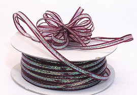 1/4"x50 yards Burgundy Organza Pull Bows Ribbon with Iridescent Edge - Pack of 6 Rolls