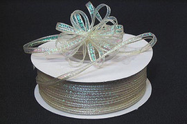 1/4"x50 yards Ivory Organza Pull Bows Ribbon with Iridescent Edge - Pack of 6 Rolls