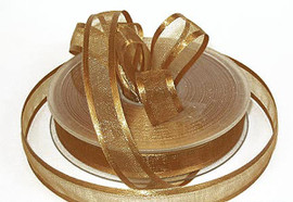 1.5"x25 yards Old Gold Organza Satin Edge Gift Ribbon - Pack of 5 Rolls
