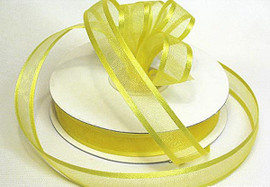 5/8"x25 yards Light Yellow Organza Satin Edge Gift Ribbon - Pack of 10 Rolls
