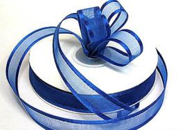 5/8"x25 yards Royal Blue Organza Satin Edge Gift Ribbon - Pack of 10 Rolls