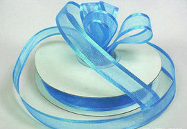 7/8"x25 yards Blue Organza Satin Edge Gift Ribbon - Pack of 7 Rolls