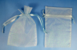 3"x4" Blue Sheer Organza Bags with Glitter - Pack of 72