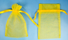4"x6" Dark Yellow Sheer Organza Bags with Glitter - Pack of 72