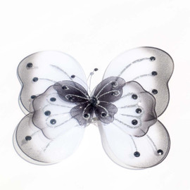 8" Black Large Wired Organza Butterfly - Pack of 10