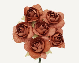 1.25" Brown Big Rose Paper Craft Flowers - Pack of 72