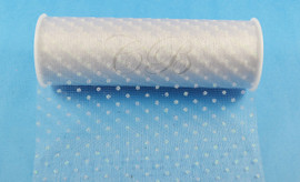 6"x6 yards (18 FT) White Sparkle Organza Rolls with Iridescent White Glitter Dots - Pack of 6 Spools