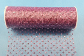 6"x6 yards (18 FT) Mauve Sparkle Organza Rolls with Mauve Glitter Dots - Pack of 6 Spools