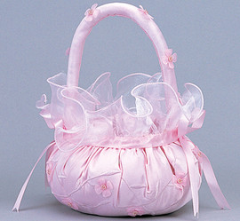 Pink Wedding Satin Flower Girl Basket 2