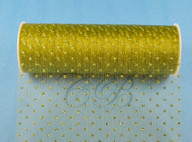 6"x6 yards (18 FT) Olive Sparkle Organza Rolls with Olive Glitter Dots - Pack of 6 Spools