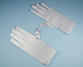 White Adult Bridal Satin Gloves Wrist Length - Pack of 12 Pairs