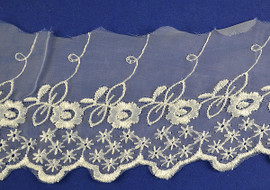 3" x 15 Yards White Organza Lace Trim