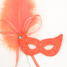 2.5" Orange Mini Masquerade Masks - Pack of 72 Mini Mardi Gras Masks