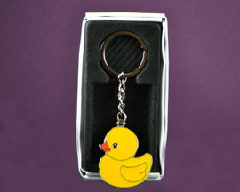 4" Metal Baby Shower Yellow Duck Keychain - Pack of 12