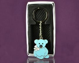 4"  Blue Teddy Bear Metal Keychain - Pack of 12