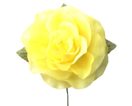 5" Light Yellow Single Rose Silk Flowers - Pack of 12