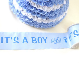 3" x 25 Yards Blue Baby Shower Maternity Sash Satin Ribbon - Pack of 4