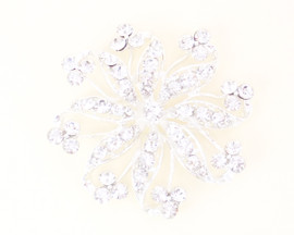 2.5" Large Silver Rhinestone Brooch Pin - Pack of 12