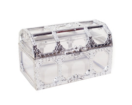 4" x 2-3/4" Silver Treasure Chest Gift Favor Box - Pack of 6