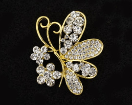 1.5 Silver Fashion Brooch Pin with Iridescent Rhinestones - Pack