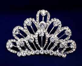 Silver Crystal Rhinestone Mini Tiara - Pack of 12 (TS083)